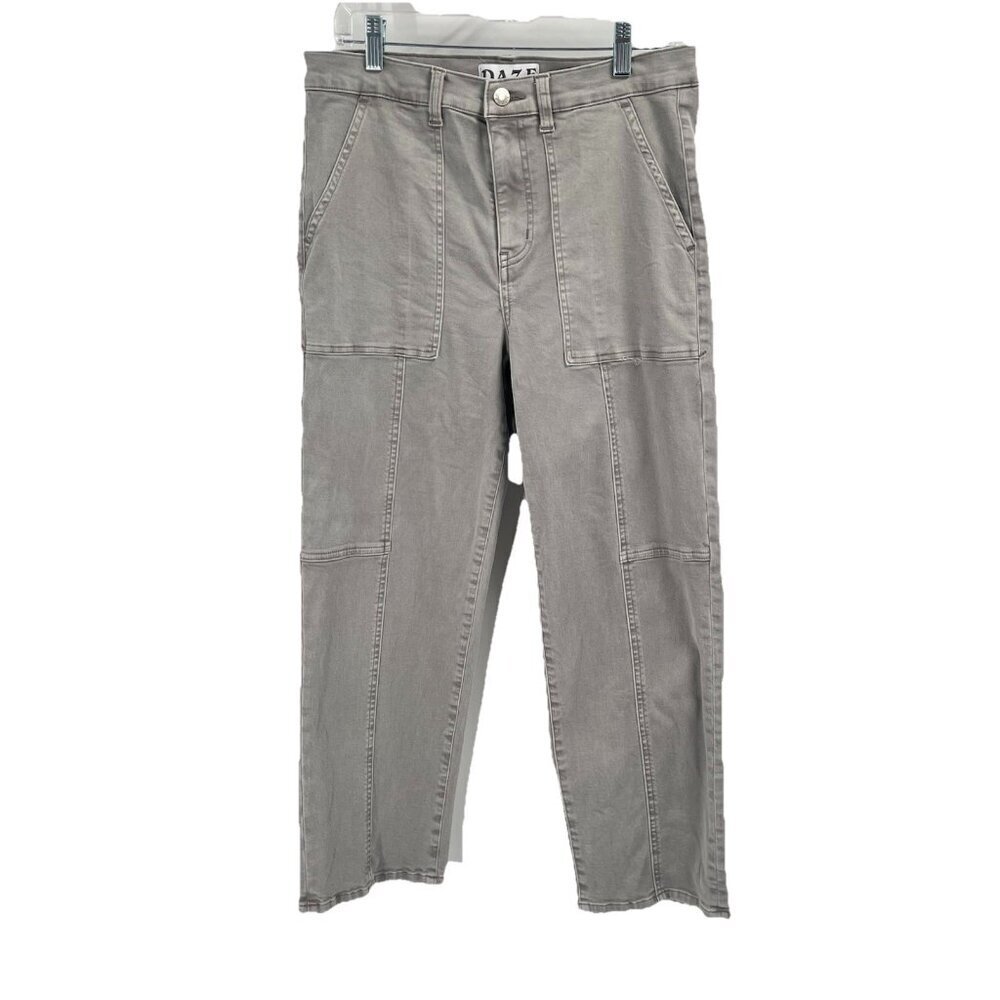 Daze Gray Ankle Jeans Modern Cargo Straight Leg High Rise Sz 30